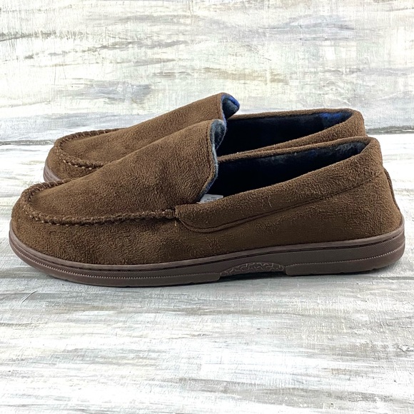 Men’s Moccasin Slipper House Shoe Indoor Outdoor Foam Hard Sole Cozy Loafer - Picture 6 of 16